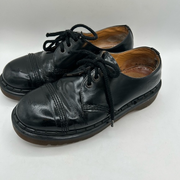 RARE VTG 80s Mens Dr. Martens 8266 Black Oxfords Sz 8 MI ENGLAND Toe Cap Platfo - Picture 9 of 15